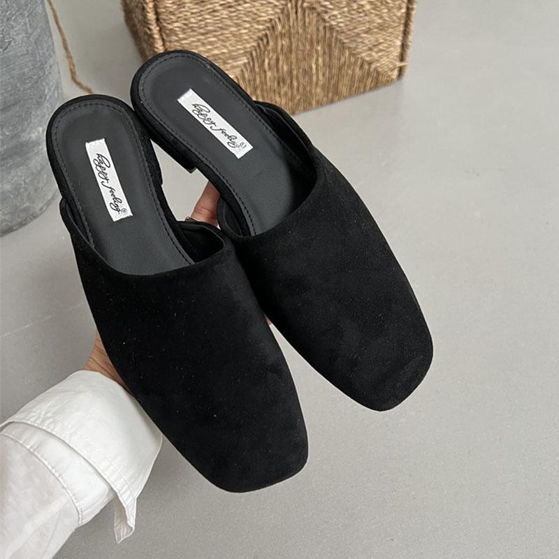 Fashion Summer Spring Fashion Square Toe Ladies Flats Slippers Luxury Flats Slippers Shoes For Women Mules Female Slides Sandals Shoes