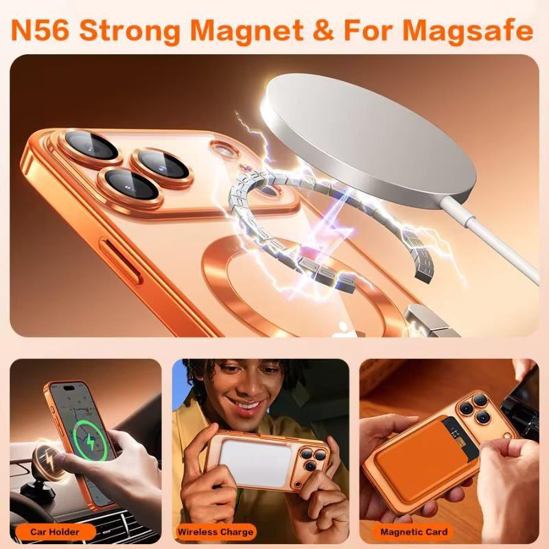 For Magnetic Plating Case For For Iphone Air 17 17e 16e 16 1 14 13 12 11 Pro Max Plus Wireless Charge Clear Soft Back Cover