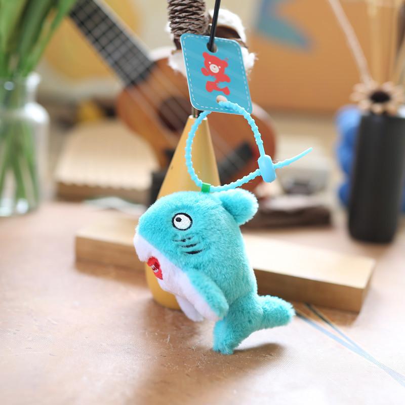 Charming Cartoon Shark Plush Pendant Ultra Soft Short Plush Keychain Doll