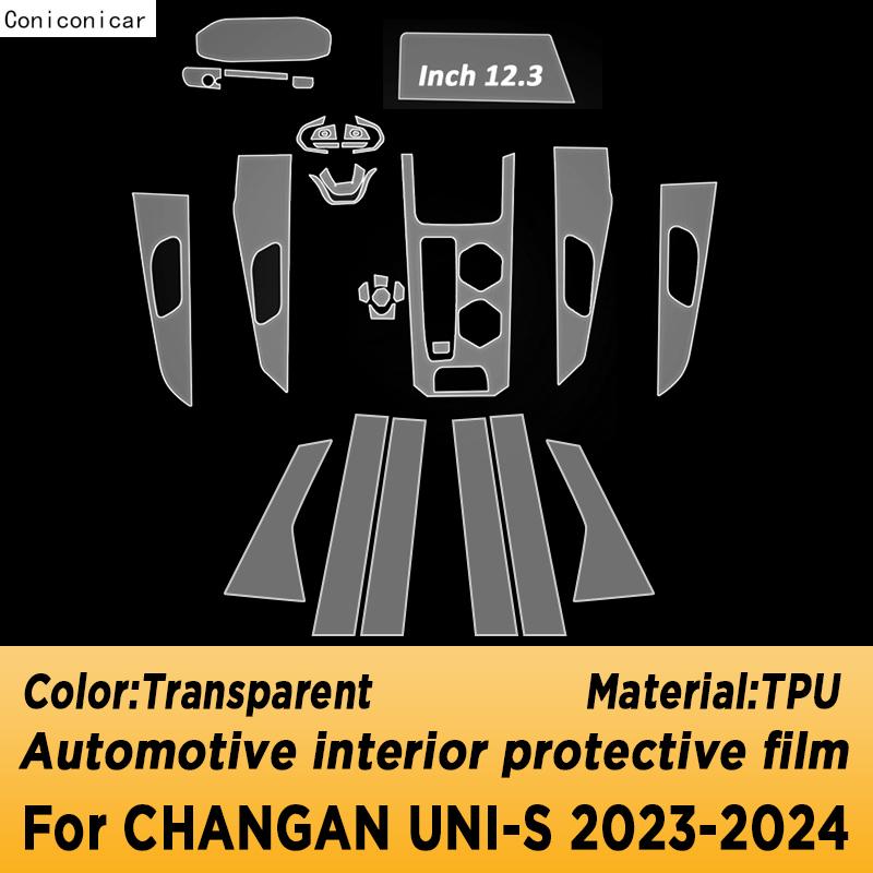 Pro CHANGAN UNI-S 2024 unis Vnitřek vozu Středová konzole Průhledná TPU Ochranná fólie Proti poškrábání Příslušenství
