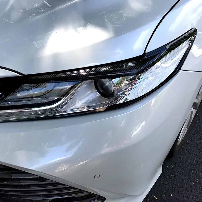 Lampenhauben für Toyota Camry 2018 2019 2020 2024, Scheinwerferlampe, Augenbraue, Carbonfaser-Stil, Außen-Autoaufkleber, ABS-Stoßstangenleiste