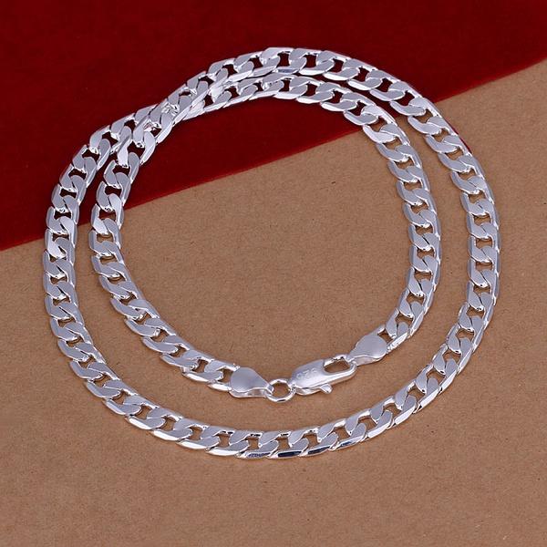 Fine 6MM Men Solid Silver Color Necklace Exquisite Noble Luxury Gorgeous Charm Fashion Wedding Chain Women Jewelry