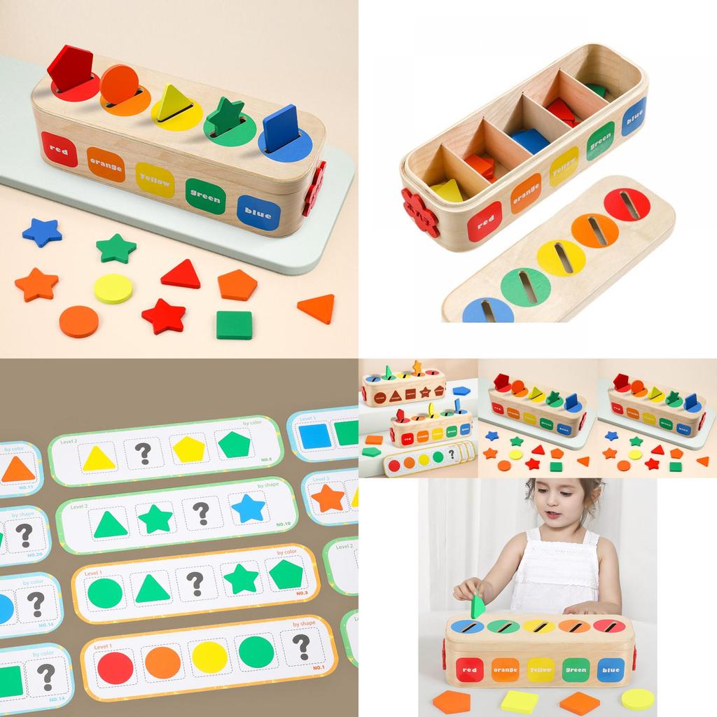 Wooden Shape Matching Color Classification Box Evil Child Puzzle Toy For Kids Ages 2 To 6