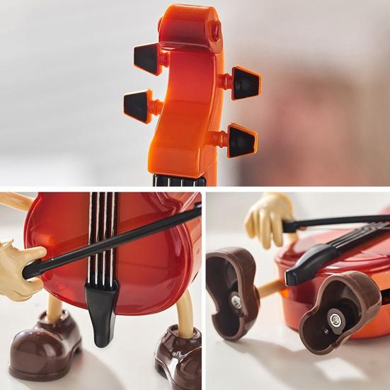 Swing Cartoon Cello Music Box Classic Melody Automatic Shaking Guitar Wind-up Musical Box Home Office Bedroom Desktop Decoration Ornament