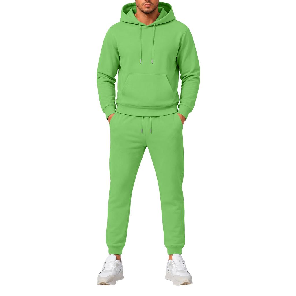 Men's Hooded Sweatshirt and Sweatpants Set Versatile Casual Athletic Outfit