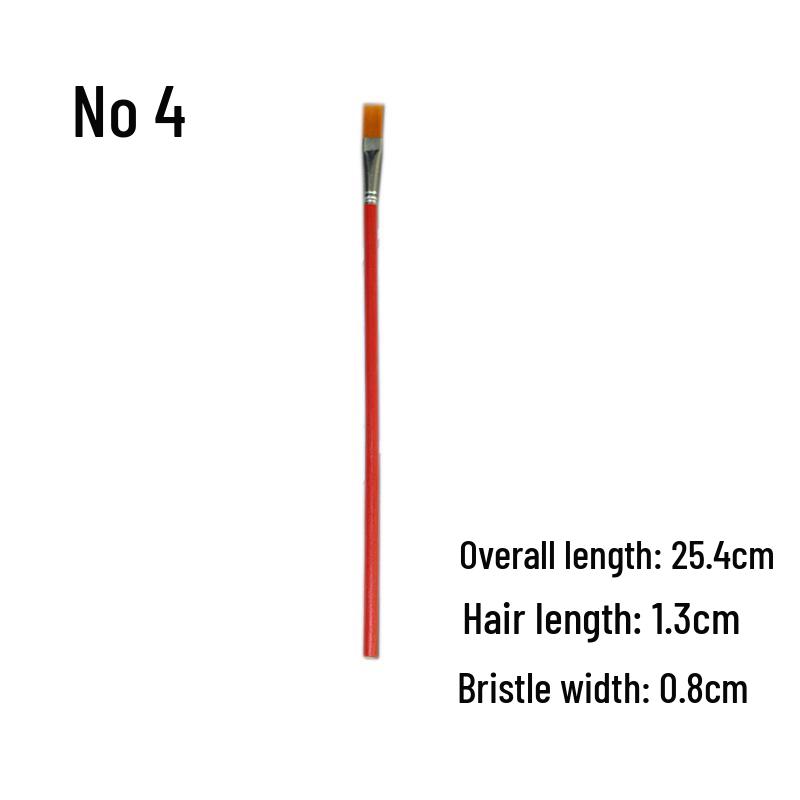 Red Handle Nylon Bristle Brush for Oil, Watercolor, and Acrylic Painting