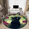 1pc Black Cat Pattern Carpet, Round Non Slip Durable Large Size Office Carpet, Suitable for Office