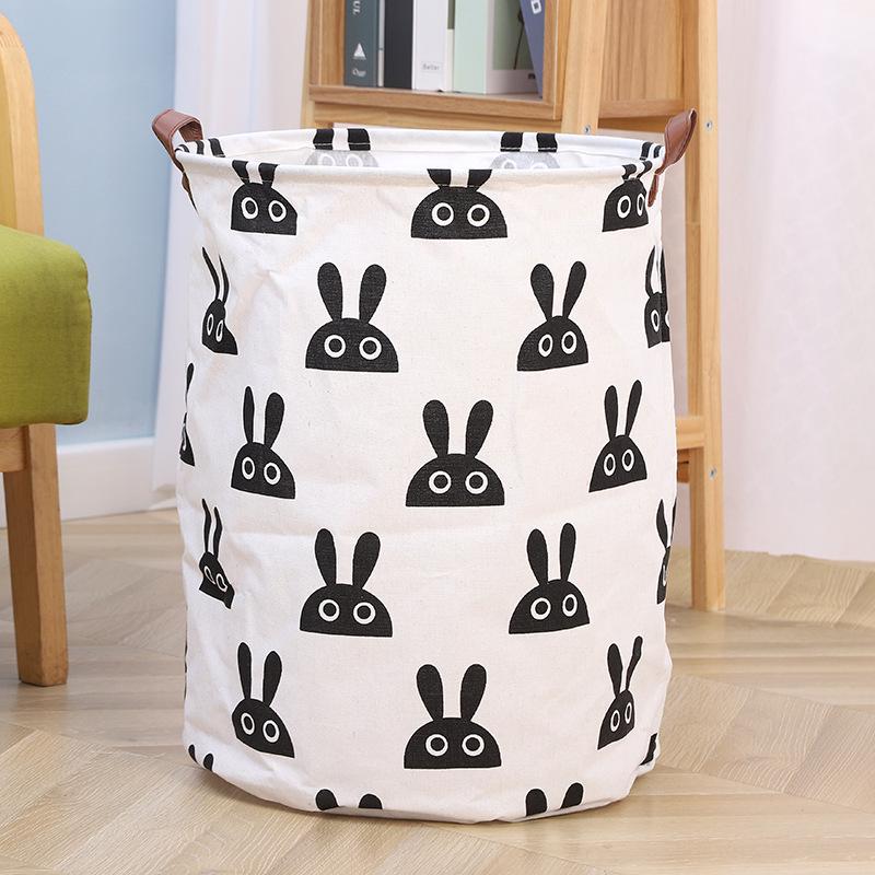 Round Cotton Linen Laundry Basket & Moisture-Proof Quilt Sorting Bag