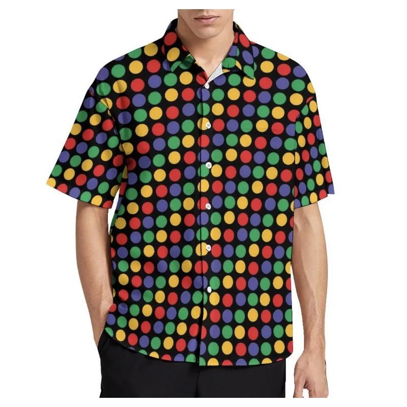 Camicia Casual Natalizia Stile Hawaiano Cardigan da Uomo per Capodanno Camicia a Maniche Corte Camicia da Uomo alla Moda