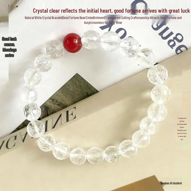 Korean Fashionable Red Agate White Crystal Faceted Beaded Bracelet