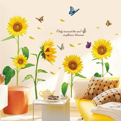 Sunflower Wall Stickers for Living Room Removable Vinyl Decor Bedroom Warm Home Art
