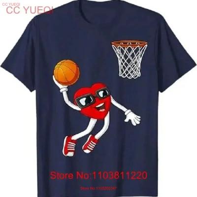 Valentines Day Heart Dunking Basketball Boys Girls Kids T Shirt Vintage Washed Breathable Designer Clothes Versatile Homme Soft