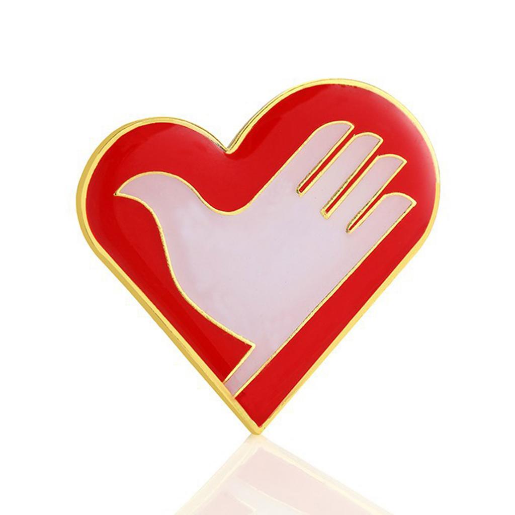 Stylish Heart Volunteer Pin Delicate Heart Shaped Volunteer Brooch Eye Catching Brooch Stylish Badge Jewelry
