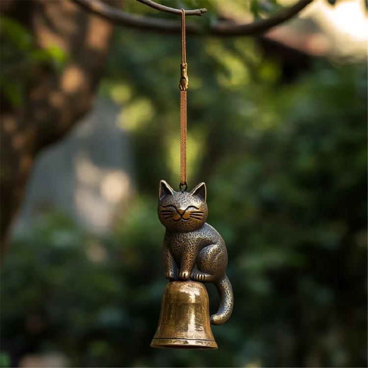 Automotive Rearview Mirror Decoration Elegant Cats Shaped Wind Chimes Ornament with Soft Chimes Sound for Home and Garden