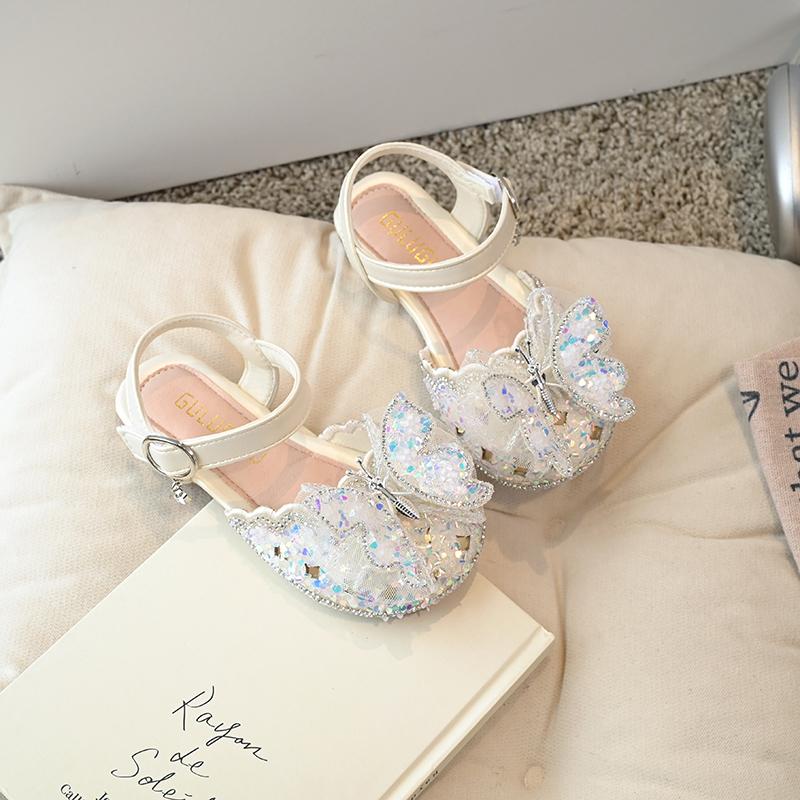 Children Princess Sandals for Girls  Summer New Fashion Rhinestone Glitter Cute Sweet Butterfly Korean Beach Shoes for Party