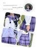 Kuromi School Style Girls' Cosplay Outfit: Sweater, Shirt, Plaid Skirt - Three-Piece Set for Spring/Autumn Performance.