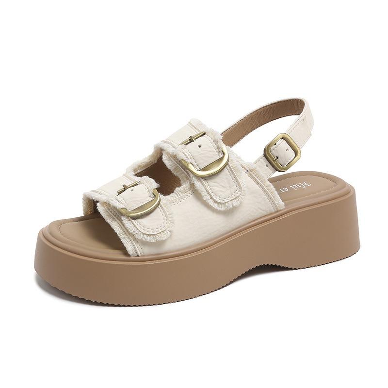 New sandals women's summer outer wear thick-soled heightening versatile fashionable flat non-slip open-toed women's shoes