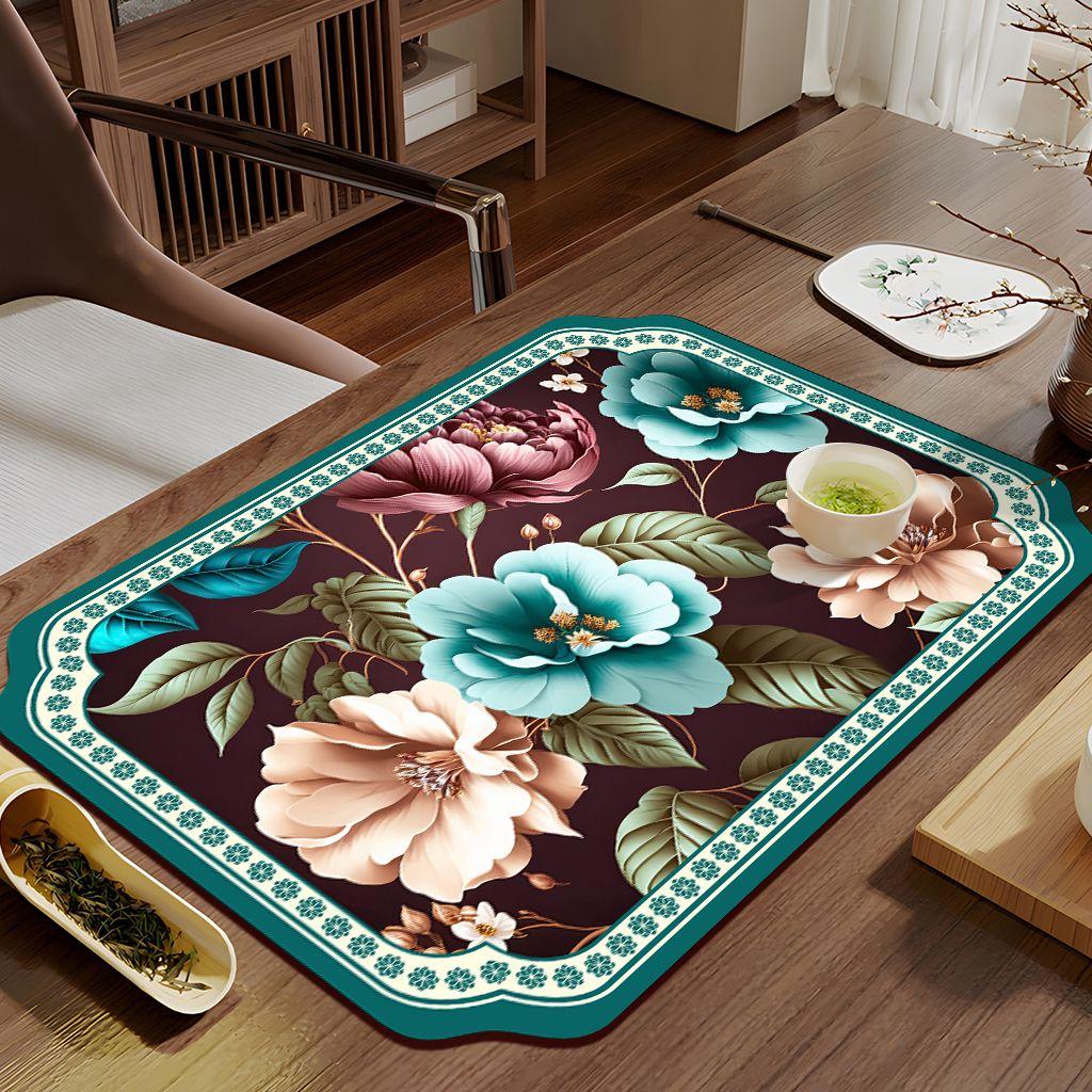 Rectangular Tea Mat Absorption and Quick Drying Tea Tray for Home Living Room Carpet Quick Drying Mat