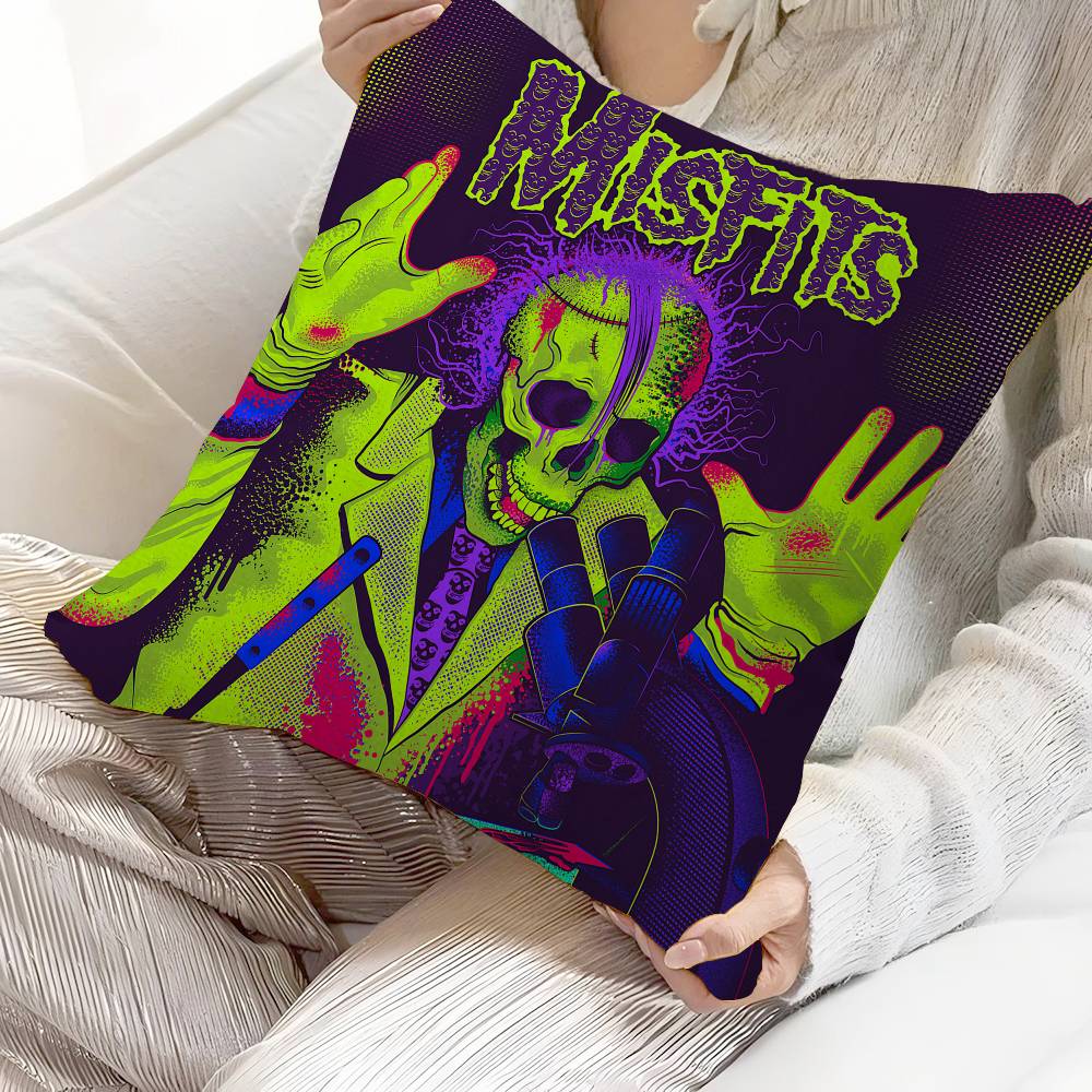 Horror Punk Rock MMisfits Music Pillow Anime Pillow Sofa Bed Head Pillow Cover Cushion Cover 45x45 Cm Fashion