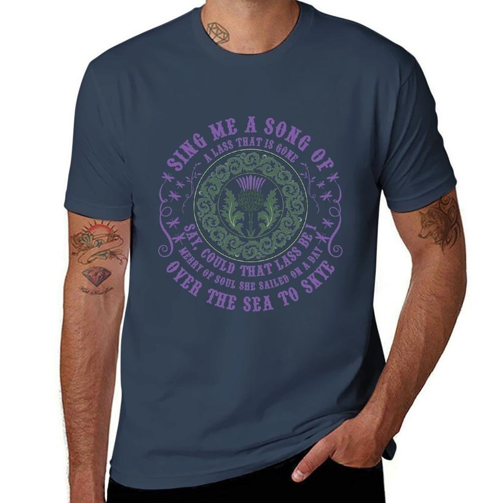 Sing Me A Song Of A Lass That Is Gone Thistle Flower TShirt Holiday Casual Short Sleeve Top