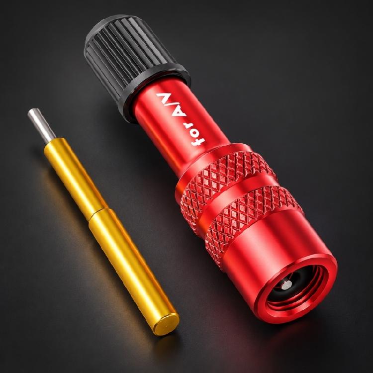 Metal Bike Suspension Inflation Adapter for Air Fork and Rear Shock Pressure Work, Stored with Cycle Repair Gear