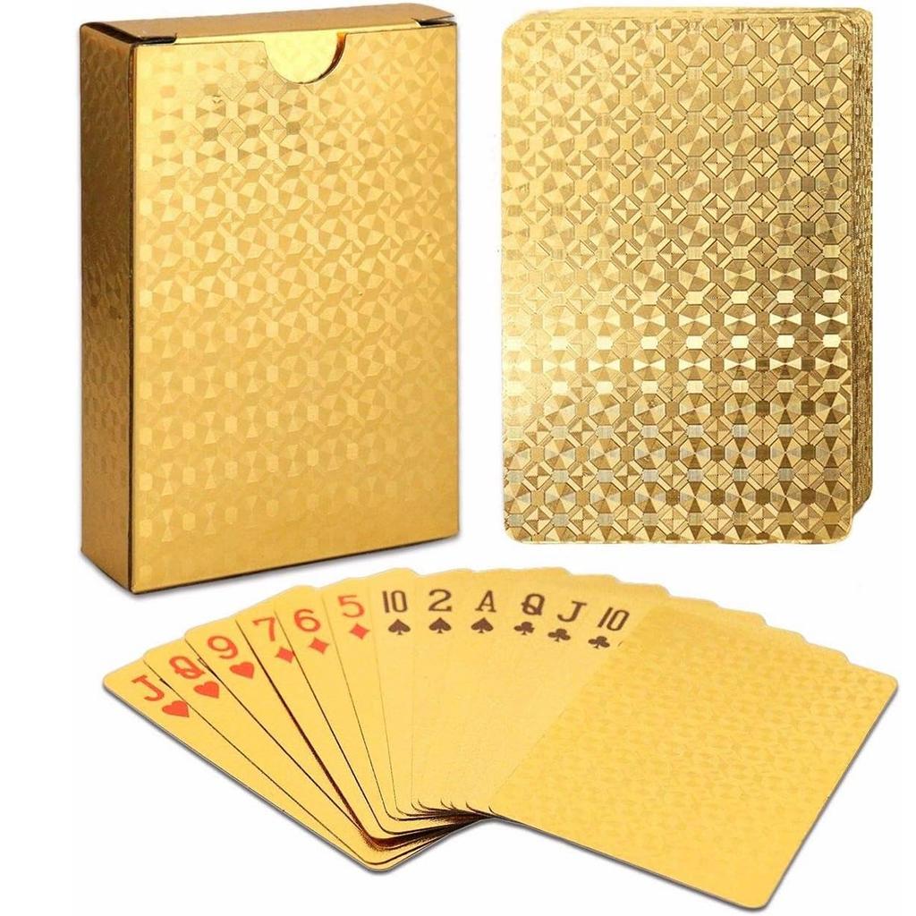 Cartas de jogar à prova d'água, cartas de plástico douradas para pôquer, novidades, ferramentas para jogos de tabuleiro, festa familiar, entretenimento ao ar livre