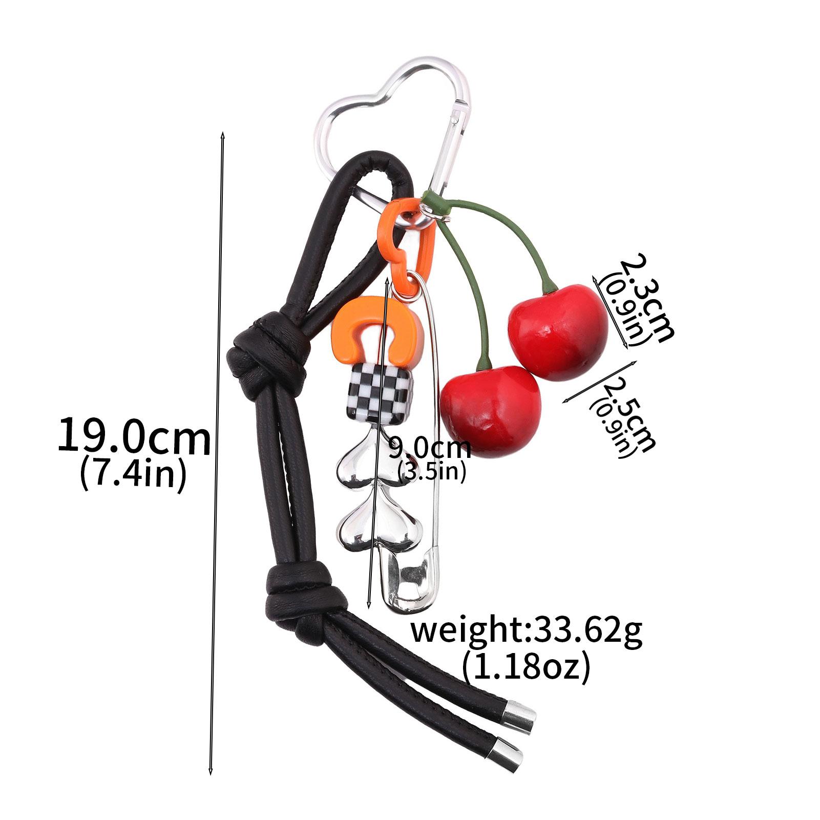 Y2K New Woven Rope Bag Keychain Ins Leather Rope Cherry Pin Contrast Color Bag Hanging Keychain For Women Bag charm Jewelry Gift