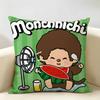 MMonchhichi Cute Cushion Cover Natural Linen Organic Fabric DoubleSided Printing Room Sofa Decor Pillow Case
