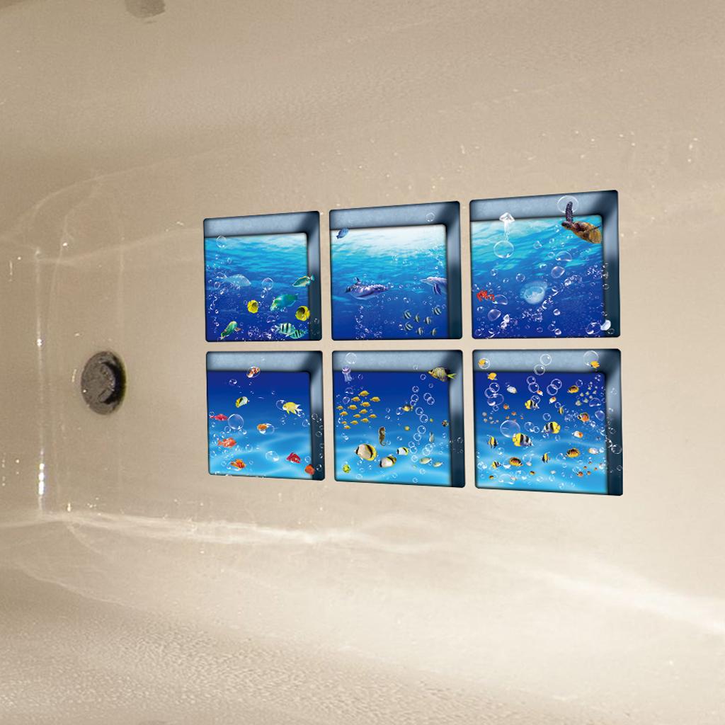 Non Slip Bathtub Stickers Bath Tub Tattoos Appliques Tub Decals Treads Bathroom Decoration 3D Printing ( 6pcs Set )
