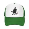 Custom Funny Black Cat What Baseball Cap Sun Protection Women Unisex's Adjustable Trucker Hat Autumn Dad Hat Fashion