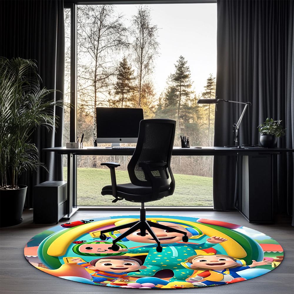 Cocomelon Printed Round Rug Carpet Chair Rug Area Rug Entryway Doormats,for Office Chair Living Room Bedroom Kitchen Room.