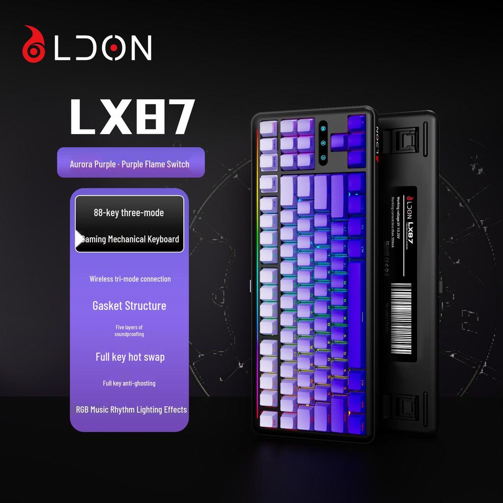 LDON LX87 Tri-Mode Wireless Mechanical Keyboard: Hot-Swappable RGB, Bluetooth & 2.4G, Customizable Gaming Keyboard.