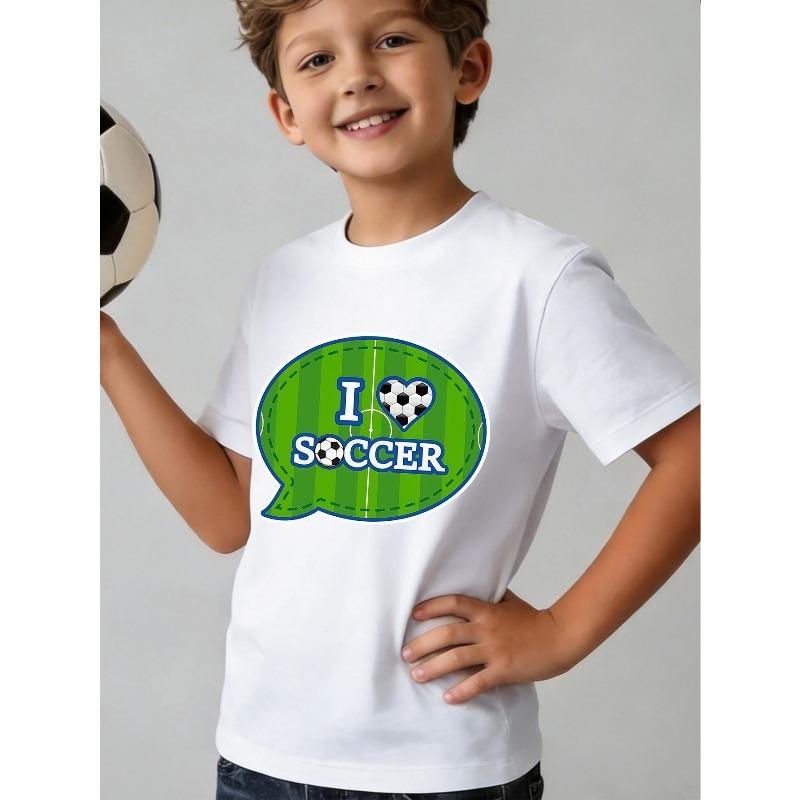 European sizes Boys Fashion Short-Sleeved T-Shirt / Cartoon Animation Element Print Short-Sleeved / Sports Element Print Short-Sleeved 110 белый