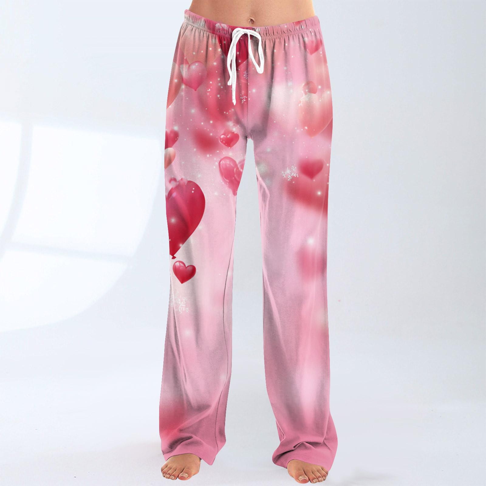 

Women s Fashionable Loose Casual Trousers With Valentine s Day Heart Print L Кіновар