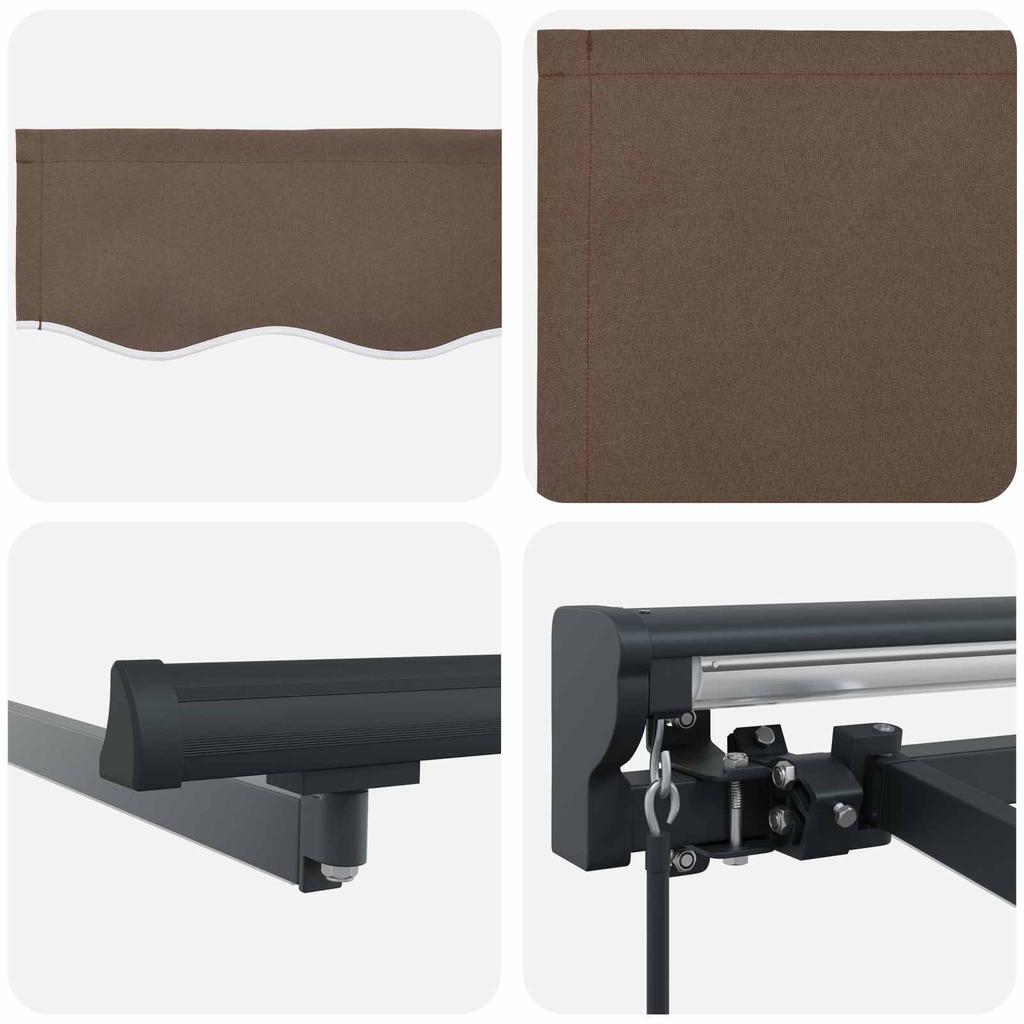 Manual Awning Frame with LEDs Taupe 3.5 X 2 M