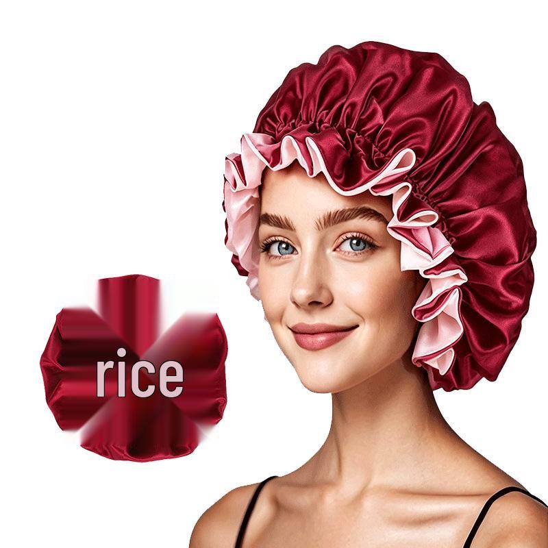 Double-layer Satin Lace Nightcap - Silk Imitation Hair Protection Cap