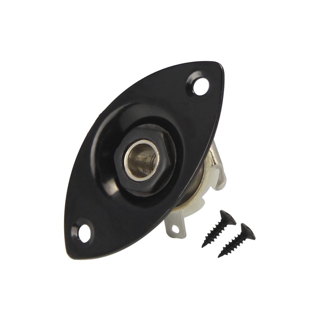 FLEOR 1/4'' 6.35mm Guitar Jack Output Jack Socket for Electric Guitar Parts, Black / Chrome