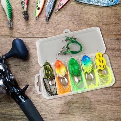 5 Stuks Kikkervis Zachte Vishengels met Dubbele Haken Zachte Rog Kikkervis Swimbait Kikkervis Lepel Hengelsnacks voor Baars Vissen