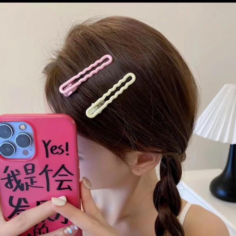 Women's Wave Hair Clips Candy Color Minimalist Metal Barrettes Enamel Coated Duckbill Clasp Non Slip Hairpins for Teens Hair Accessories