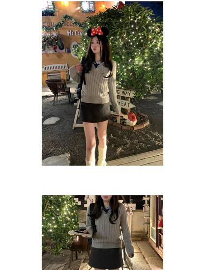 2026 Spring/Autumn High-End Gray Wool Blend Slimming A-Line High-Waisted Midi Skirt - Korean Style for Women