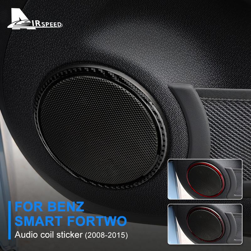 Real Soft Carbon Fiber for Mercedes Benz Smart 451 Fortwo 2008-2012 2013 2014 2015 Car Audio Speaker Trim Sticker Accessories