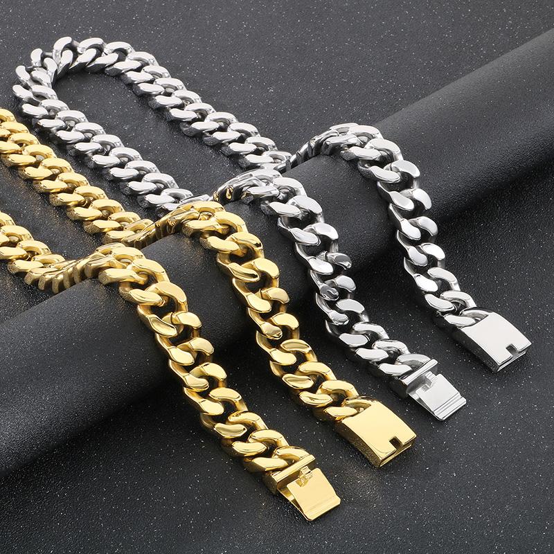 20MM Kalen Bright Cut Cuban Chain Chunky Necklace for Men 316L Stainless Steel Jewelry Trendy Rock Party Accessories Gold Color Gift