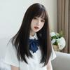 Hair Extensions Synthetic Cute Korea Jk Girl Cosplay Air Bangs Wig Breathable Head Cover 50cm Long Straight Wig Hat For Women