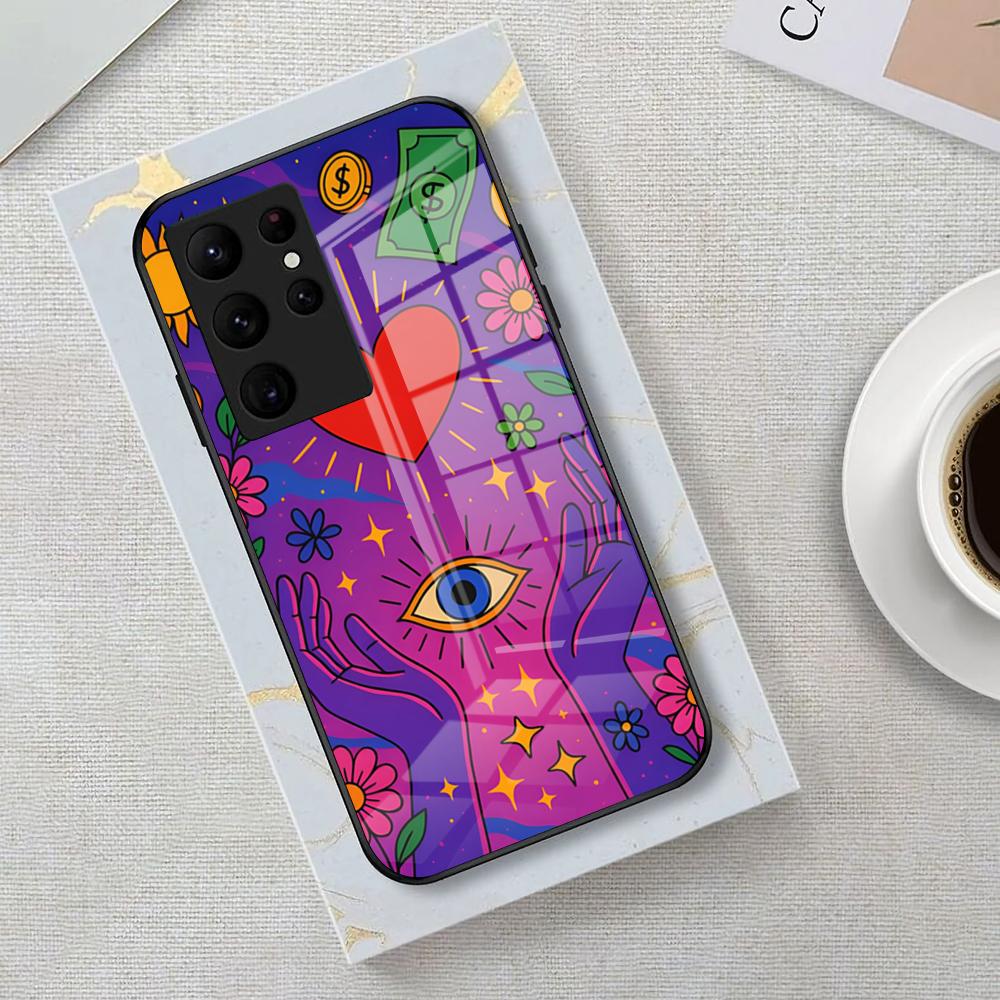 Abstract Eye Shapes Phone Case For Samsung S26 S25 Edge Ultra 23 22 21 20 Ultra Plus S24 Fe Glass Cover