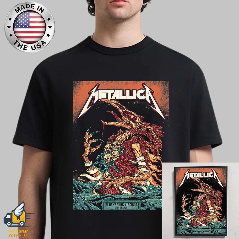 Metallica M72 Virginia Tech Pop-Up May 7, 2025 Blacksburg VA Concert Unisex T-Shirt XXXXL