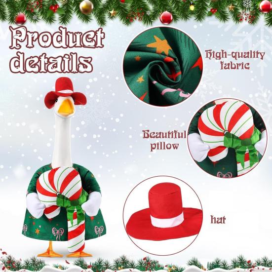 Christmas Porch Goose Outfit Lawn Goose Dress with Xmas Tree Hat Festive Goose Costume for 23" Geese Dress-Up Home Outdoor Decorations