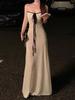 Windsor Love Romantic One-Shoulder Lace-Up Cinched Waist Dress for Spring Women