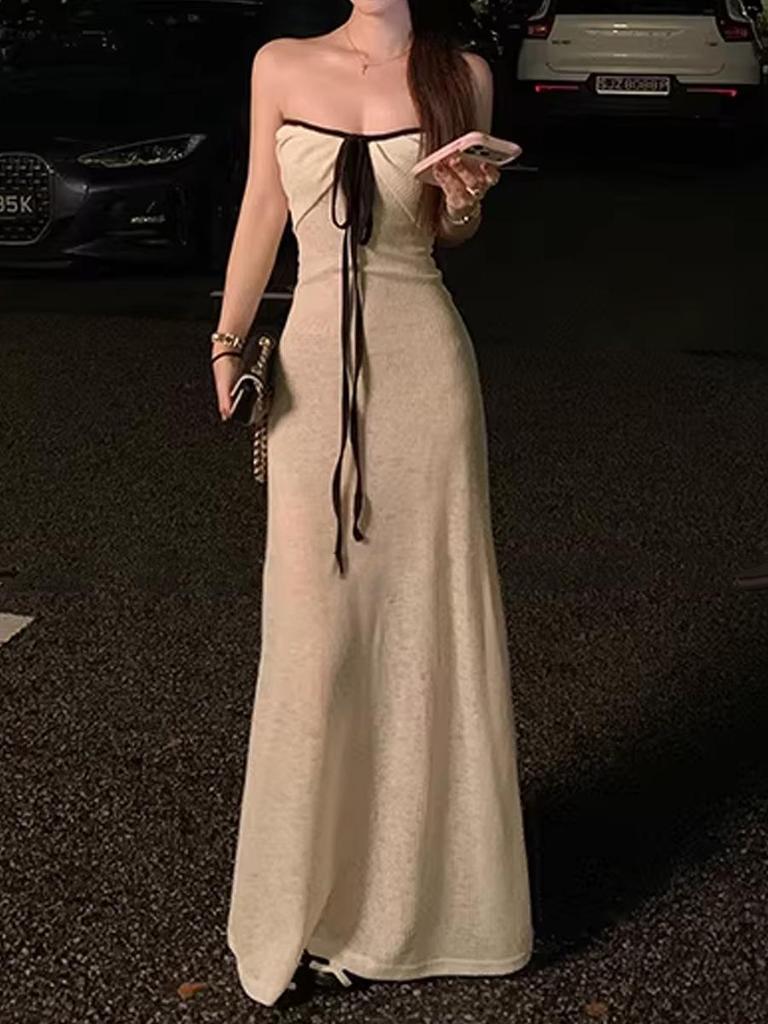 Windsor Love Romantic One-Shoulder Lace-Up Cinched Waist Dress for Spring Women