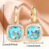 Elegant Female White Blue Stone Square Hoop Earrings Trendy Fashion Gold Color Wedding Jewelry For Women