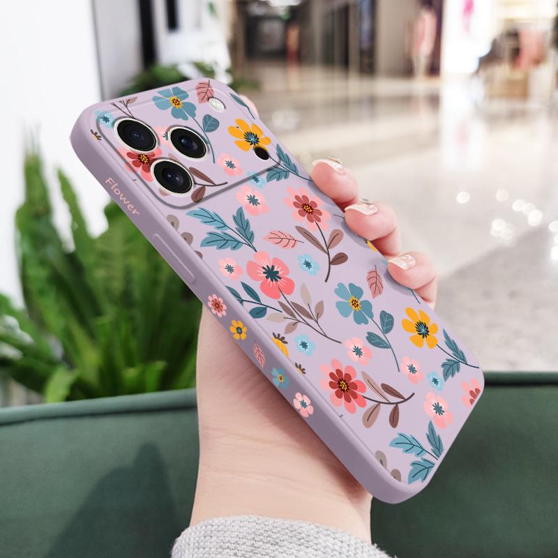 Flowerstalk Flower Phone Case For iPhone 17 Air 16 16e 15 14 13 Pro Max Plus Mini Liquid Silicone Soft Cover